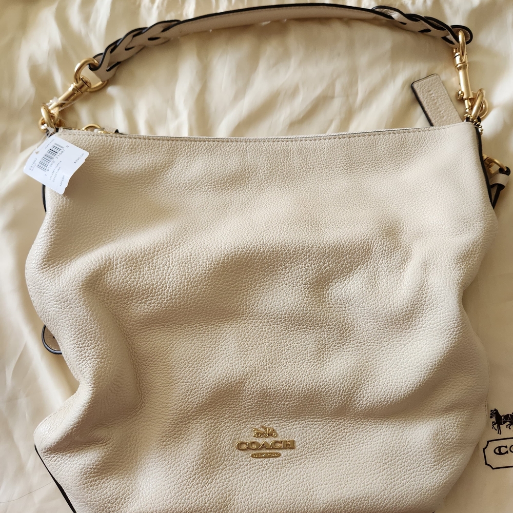 Coach Abby Duffie Cream Leather Shoulder Bag with Gold Accents - Picture 2 of 2